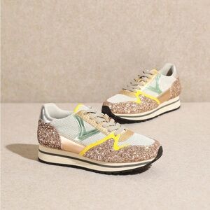 Mi.iM Glitter Sneakers with Gold and Cream Highlights